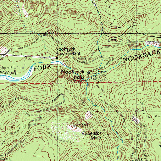 Topographic Map of Nooksack Falls, WA