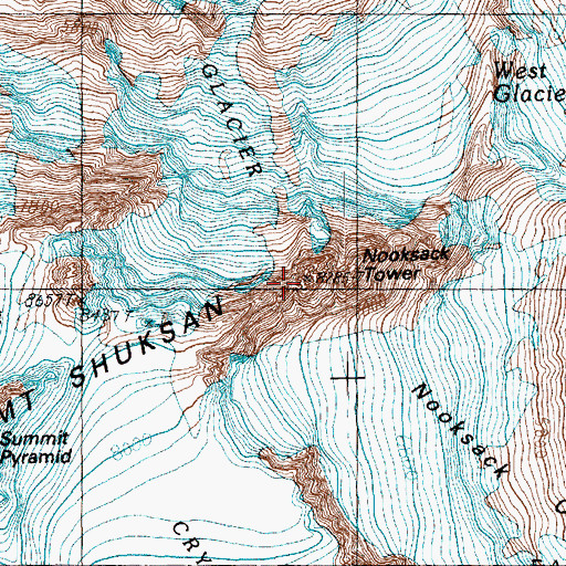 Topographic Map of Nooksack Tower, WA