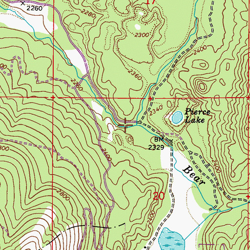 Topographic Map of North Fork Bear Creek, WA