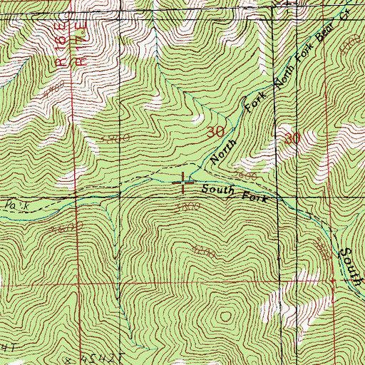 Topographic Map of North Fork Bear Creek, WA