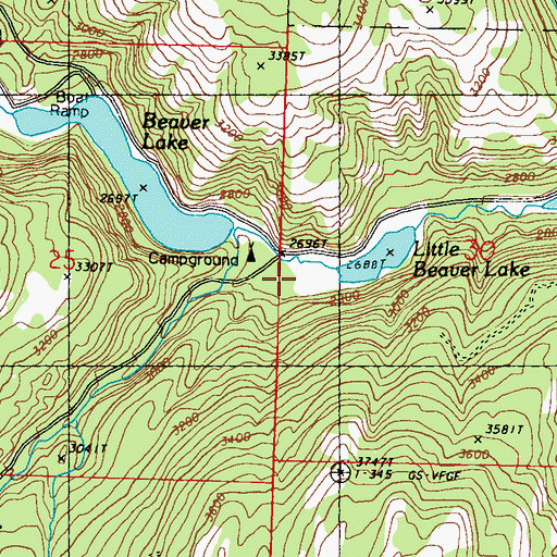 Topographic Map of North Fork Beaver Creek, WA