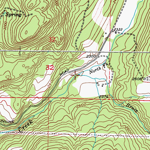 Topographic Map of North Fork Bruce Creek, WA