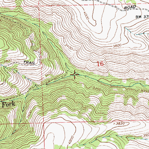 Topographic Map of North Fork Brushy Creek, WA