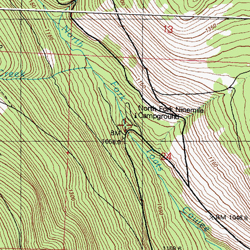 Topographic Map of North Fork Ninemile Campground, WA
