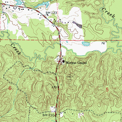 Topographic Map of Morgan Chapel Baptist Church, AL