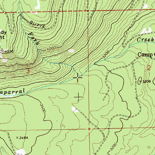 Topographic Map of North Fork Chaparral Creek, WA