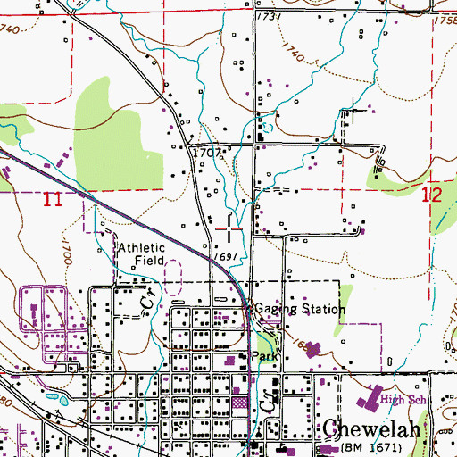 Topographic Map of North Fork Chewelah Creek, WA