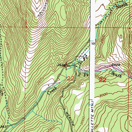 Topographic Map of North Fork Clugston Creek, WA