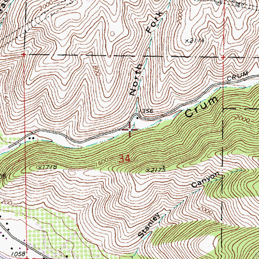 Topographic Map of North Fork Crum Canyon, WA