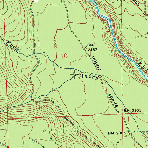 Topographic Map of North Fork Dairy Creek, WA