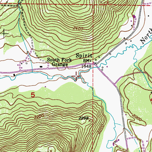 Topographic Map of North Fork Deep Creek, WA