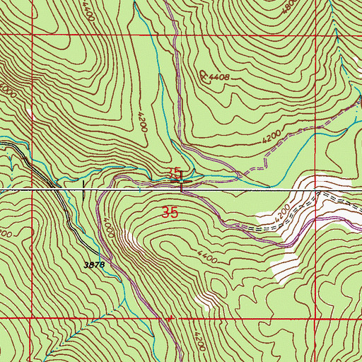 Topographic Map of North Fork Harvey Creek, WA