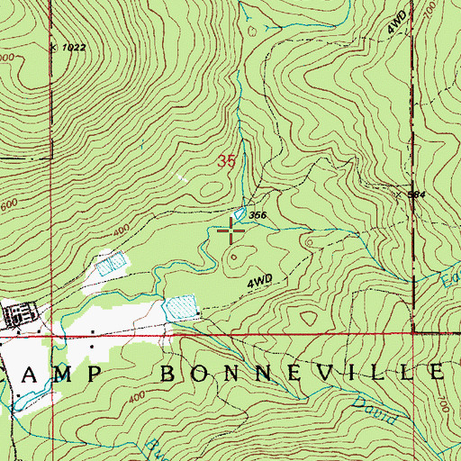 Topographic Map of North Fork Lacamas Creek, WA