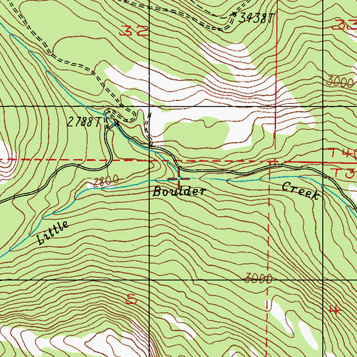 Topographic Map of North Fork Little Boulder Creek, WA
