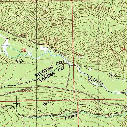 Topographic Map of North Fork Little Naches River, WA