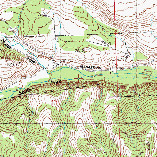 Topographic Map of North Fork Manastash Creek, WA
