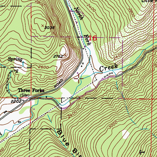 Topographic Map of North Fork Mill Creek, WA