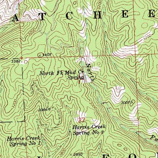 Topographic Map of North Fork Mud Creek Spring, WA