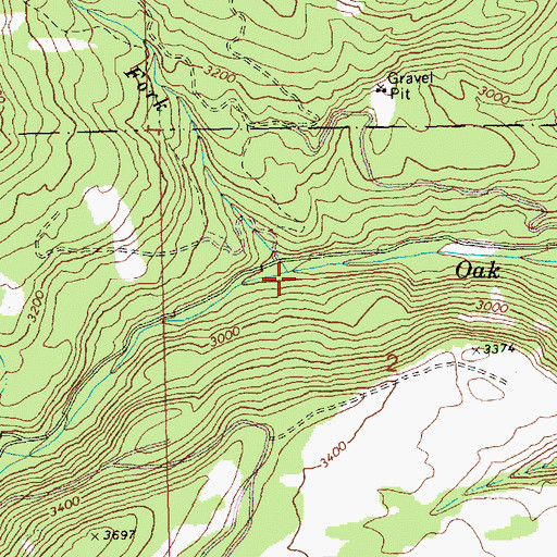 Topographic Map of North Fork Oak Creek, WA