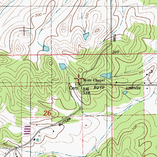 Topographic Map of Mose Chapel, AL