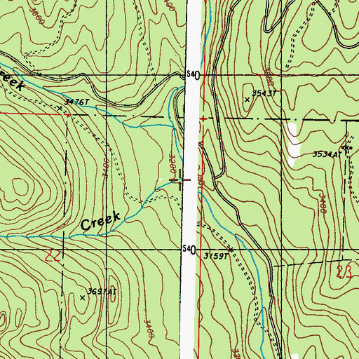 Topographic Map of North Fork Trout Creek, WA
