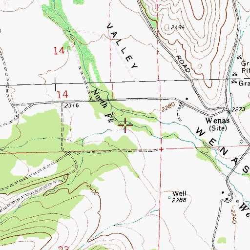 Topographic Map of North Fork Wenas Creek, WA