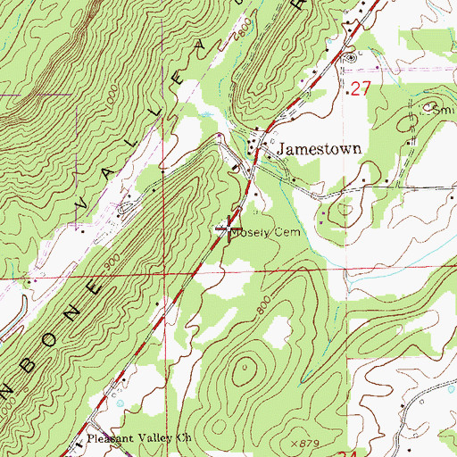 Topographic Map of Mosely Cemetery, AL