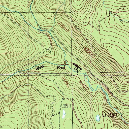 Topographic Map of North Fork Willame Creek, WA