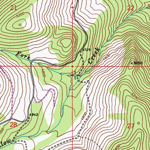 Topographic Map of North Fork Willow Creek, WA