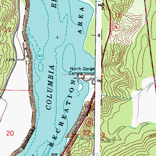 Topographic Map of North Gorge Campground, WA