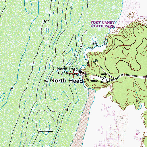 Topographic Map of North Head Lighthouse, WA