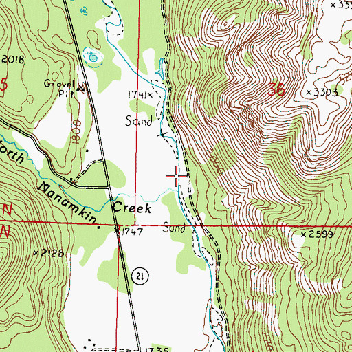 Topographic Map of North Nanamkin Creek, WA