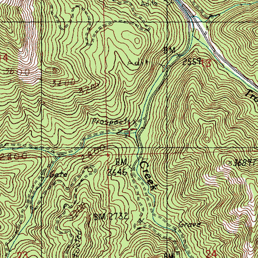 Topographic Map of North Shaser Creek, WA
