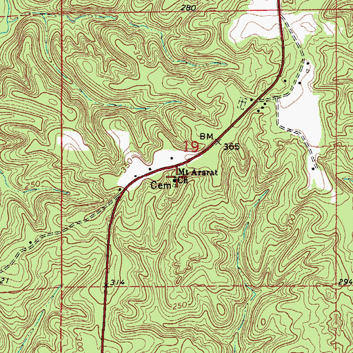 Topographic Map of Mount Ararat Church, AL