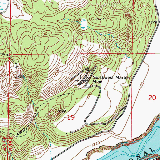 Topographic Map of Northwest Marble Mine, WA