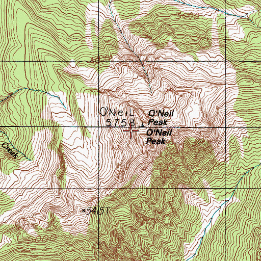 Topographic Map of O'Neil Peak, WA