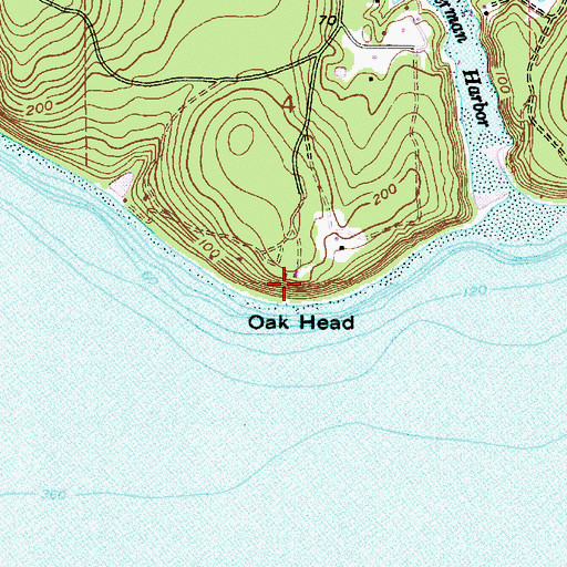 Topographic Map of Oak Head, WA