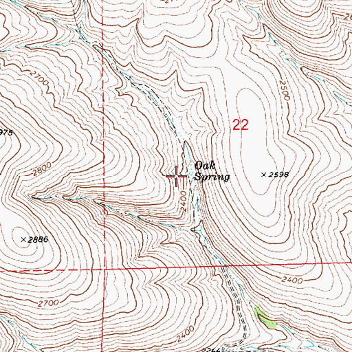 Topographic Map of Oak Spring, WA