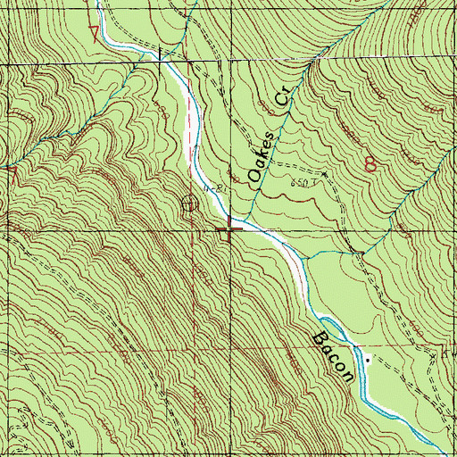 Topographic Map of Oakes Creek, WA