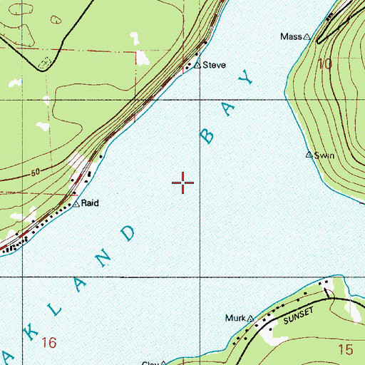 Topographic Map of Oakland Bay, WA