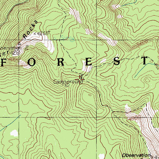 Topographic Map of Observation Berryfield Campground, WA