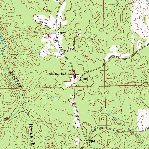 Topographic Map of Mount Bethel Baptist Church, AL