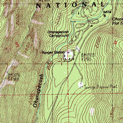 Topographic Map of Ohanapecosh Campground, WA