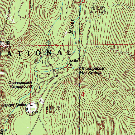 Topographic Map of Ohanapecosh Hot Springs, WA