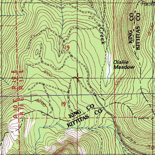 Topographic Map of Olallie Meadow, WA