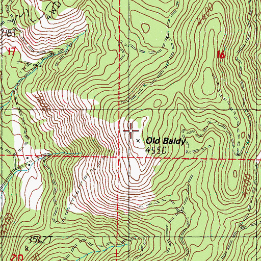 Topographic Map of Old Baldy, WA