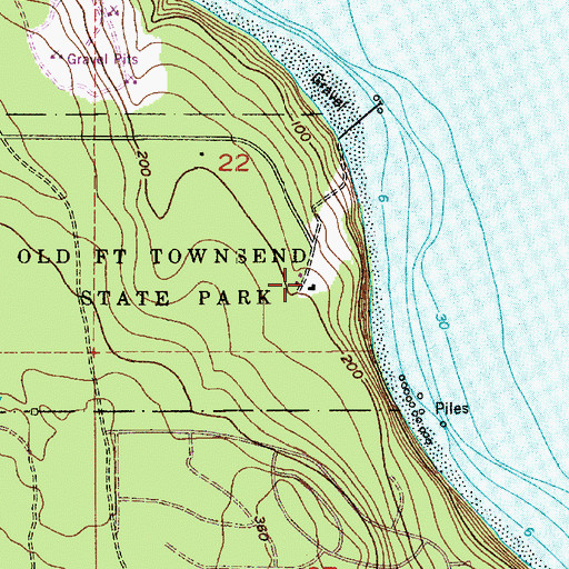 Topographic Map of Old Fort Townsend State Park, WA