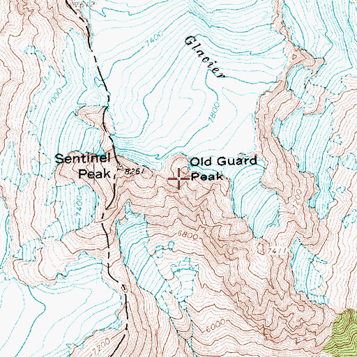 Topographic Map of Old Guard Peak, WA