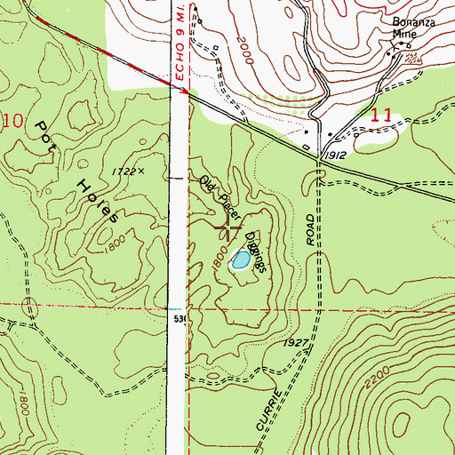 Topographic Map of Old Placer Diggings, WA