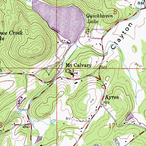 Topographic Map of Mount Calvary Presbyterian Church, AL
